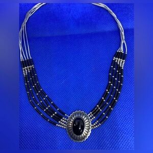 Black Onyx seed bead Navajo necklace
(R)